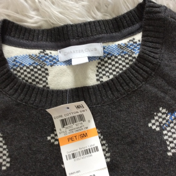NWT Charter Club Scottie Studded Collar Sweater - Picture 5 of 7